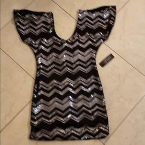Profile black sequin dress cold shoulder